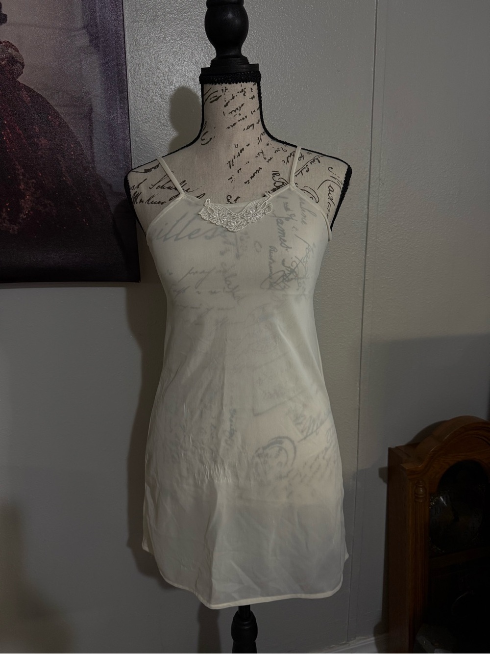 XS vintage satin slip on lingerie mini night gown
